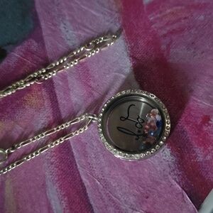 Origami Owl necklace and long chain + extra charms